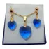 Conjunto Cristal Swarovski Sapphire Folheado A Ouro