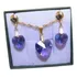 Conjunto Cristal Swarovski Tanzanite Ab 1,4 Cm  Folh. Ouro
