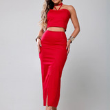 Conjunto Cropped Amarracao Saia