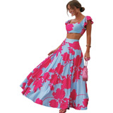 Conjunto Cropped Com Saia