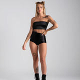 Conjunto Cropped Hotpant Fantasia Carnaval 2025 Anitta Neon