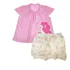 Conjunto Curto Bebê Bata Rosa Bordado E Shorts Cru Borboleta
