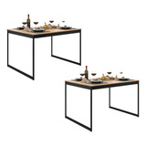 Conjunto De 2 Mesas De Jantar 120x90 Para Sala De Jantar Ou Cozinha Design Nórdico Tampo Laminado Em Madeira Estrutura De Ferro Preto Estilo Industrial Moderno