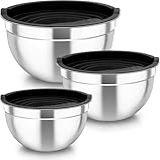 Conjunto De 3 Bowls Tigelas De Inox Com Tampa Plástica Kit