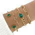 Conjunto De 4 Peças Pulseira Feminina Bracelete Cobra Verde