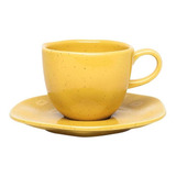 Conjunto De 6 Xícaras Grandes Com Pires Ryo Maracujá 220ml Amarelo Oxford