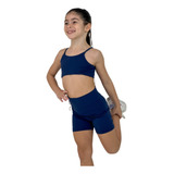 Conjunto De Academia Infantil Feminino Top E Short Poliamida