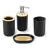 Conjunto De Acessórios De Banheiro De 4 Peças De Bambu, Saboneteira Dispensadora Preta