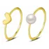 Conjunto De Anéis Pérola E Coração Ouro 18k 750 