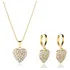 Conjunto De Brincos E Colar Semijoia Coração Com Strass Para Mulher Antialérgicos Cor Dourada