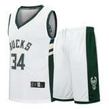 Conjunto De Camisetas De Basquete Bordadas Bucks No  34