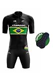 Conjunto De Ciclismo Masculino Equipe Mtb Camisa E Bermuda Acolchoada Slim (champion Brasil Preta, M)
