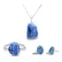 Conjunto De Cristais Quartzo Azul Natural Em Prata 925 60cm