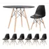Conjunto De Jantar Mesa Eiffel 120cm Preta   6 Cadeiras Eiff
