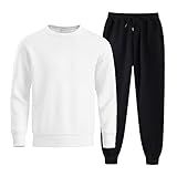 Conjunto De Moletom Masculino Liso Sport Casual Flanelado Leve E Macio - Branco/preto - P