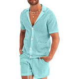 Conjunto De Praia Masculino Com Blusa Curta E Shorts