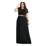 Conjunto De Saia E Cropped Plus Size Tamanhos Grandes