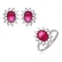 Conjunto Em Prata Flor Zirconia Rubi