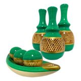 Conjunto Enfeite Ceramica Trio Vasos Centro Mesa Decorativo Cor Cristal Verde