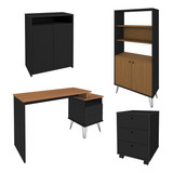 Conjunto Escritório Home Office 4 Peças A06 Freijó pto