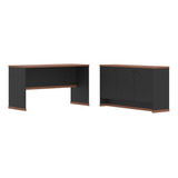 Conjunto Escritório Office Mesa E Buffet Berlin Vianossa Cor Preto naturale