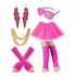 Conjunto Fantasia Rosa Temático Anos 80 90 + Acessórios