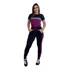 Conjunto Feminina Blusa + Calça Malha Crepe Manga Curta Moda