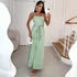 Conjunto Feminino 2 Peças Cropped E Saia Com Fenda Elegante