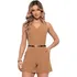 Conjunto Feminino Alfaiataria Blusa E Short Com Cinto Linho