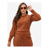 Conjunto Feminino Aveludado Blusa