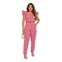 Conjunto Feminino Calça Blusa Linho Chique Básico Trabalho