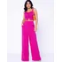 Conjunto Feminino Calça Pantalona E Cropped Zíper  Elegante