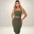 Conjunto Feminino Cropped E Saia Fenda Lateral Moda Clássica