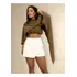 Conjunto Feminino Cropped Faixa E Capa Boho Gola Alta E Top