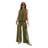 Conjunto Feminino De Calça Com Gola Redonda E Sem Mangas