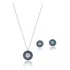Conjunto Feminino Em Prata 925 Olho Grego Cravejado Safira
