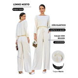 Conjunto Feminino Pantalona Blusa
