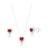 Conjunto Feminino Prata Esterlina 925 Brinco Colar Vermelho