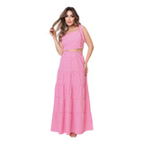 Conjunto Feminino Saia Cropped Com Lastex Confecção Própria