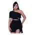 Conjunto Feminino Short Saia E Cropped C/ Bojo Decote Lindo