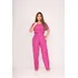 Conjunto Feminino Social Alfaiataria Rosa Com Calça Wide Leg