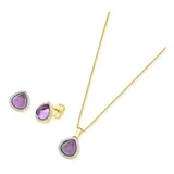 Conjunto Gota Ametista Folheado