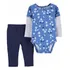 Conjunto Infantil 2 Peças Body Azul Floral+ Legging Carter's