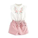 Conjunto Infantil Bordado Com Short Com Cordão E Blusa De Babados Para Meninas, Roupas, Camiseta Lisa Para Meninos (rosa, 1-2 Anos)