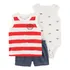 Conjunto Infantil Carter's 3pçs Body Regata, Camisa E Shorts