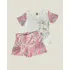 Conjunto Infantil Florido Com Tule - Menina Tamanho 4 A 14