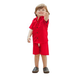 Conjunto Infantil Linho Menino Tecido Rustico Premium