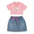 Conjunto Infantil Menina Cropped+saia Jeans Muito Estilosa