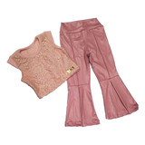 Conjunto Infantil Menina Imita Couro + Calça Flare Nina