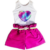 Conjunto Infantil Menina Short + Blusa Borboleta Tam 1 A 8 A